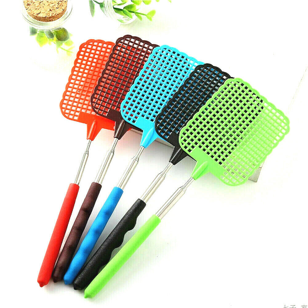 US 5-10 Pc Fly Swatters Extendable Durable Plastic Stainless Handle Bug Mosquito