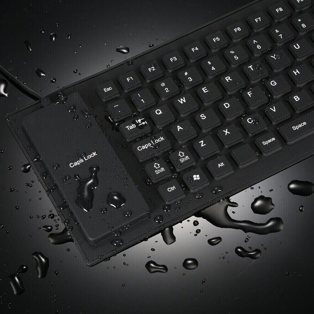US 1-2 Pc Waterproof Silicone Keyboard Foldable Flexible USB Dustproof Full Size