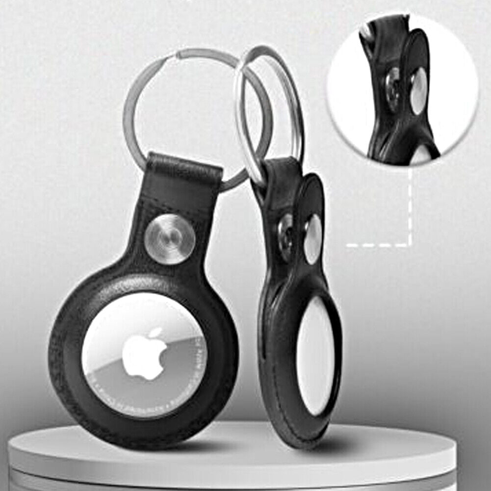 US 1-2 Pack Genuine Leather Air Tag Holder Keychain Case for Apple Air Tag Case