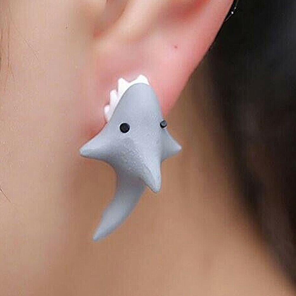 US 1~2 Pairs Cute Animal Bite-Earring Handmade Polymer Clay-Cute Stud Earrings