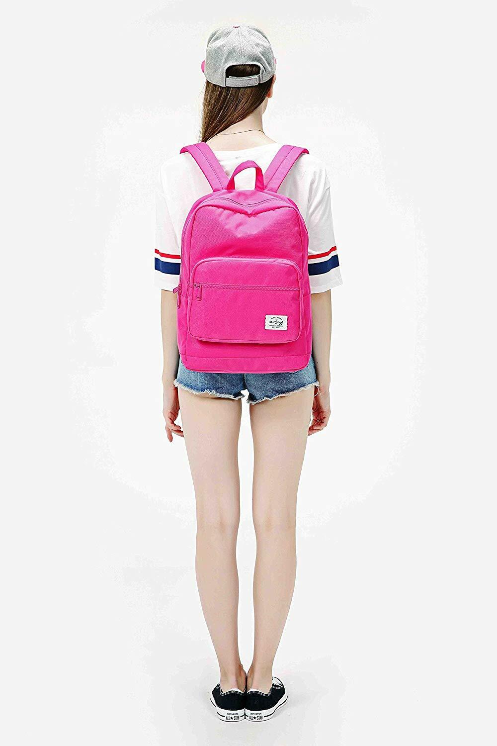 ALVIMAX Plain School Backpack Book Bag | 16.5"x12"x6" | Holds 15.6-inch Laptop