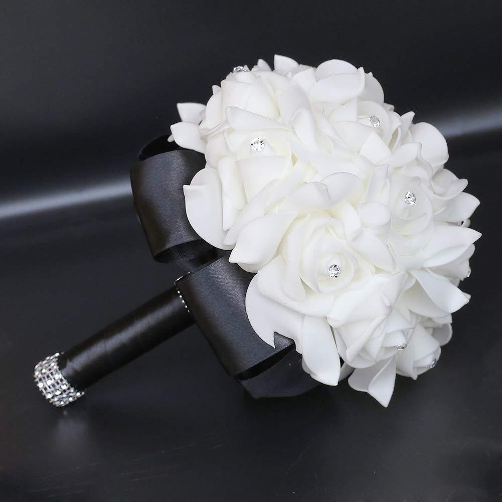 Wedding Bouquets Crystal PE Roses Bridal Bridesmaid Wedding Hand Holding Bouquet