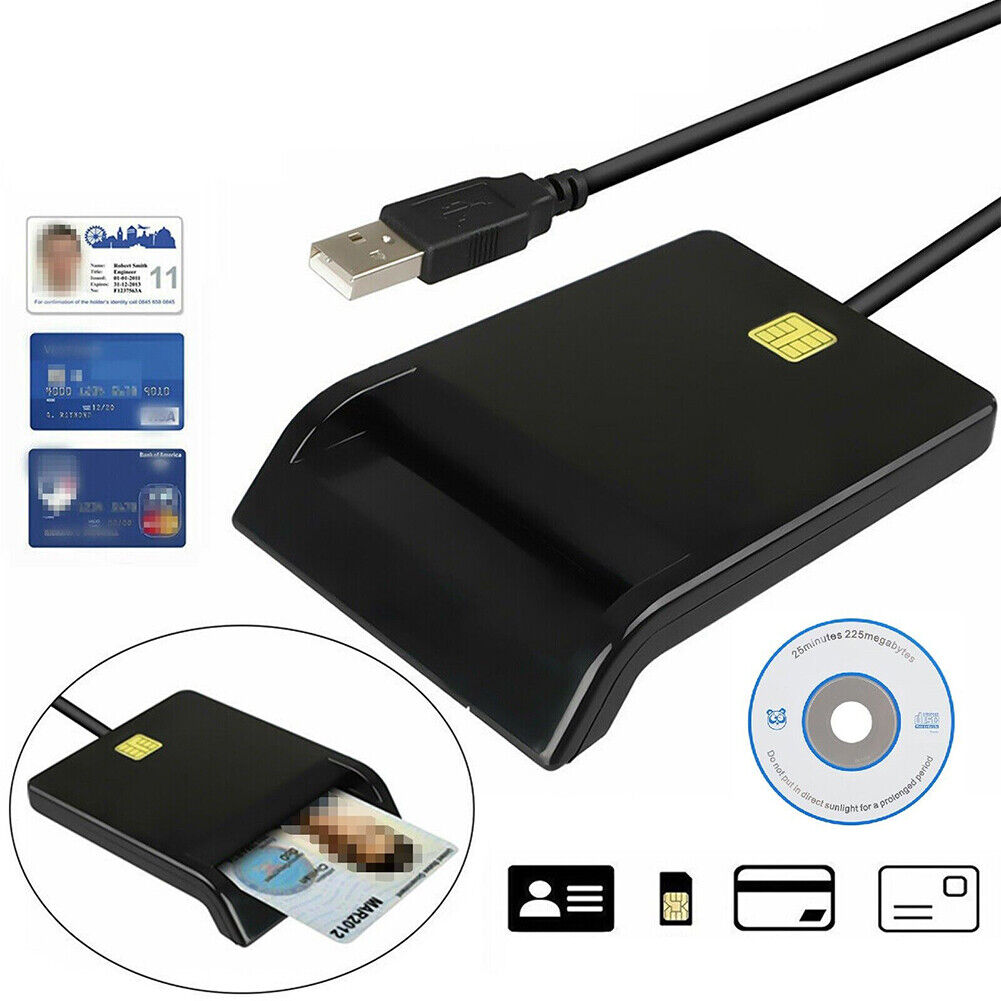 US 1-2 Pack USB Common Access CAC Smart Card Reader For Common Access Government