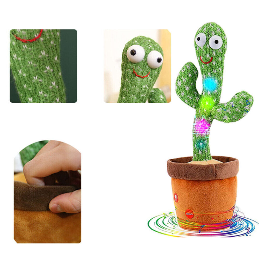 US 1-2 Pcs Tiktok Dancing Cactus Repeat Talking Plush Toy Singing Education Deco