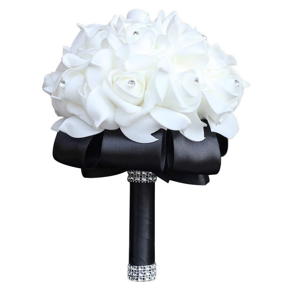 Wedding Bouquets Crystal PE Roses Bridal Bridesmaid Wedding Hand Holding Bouquet