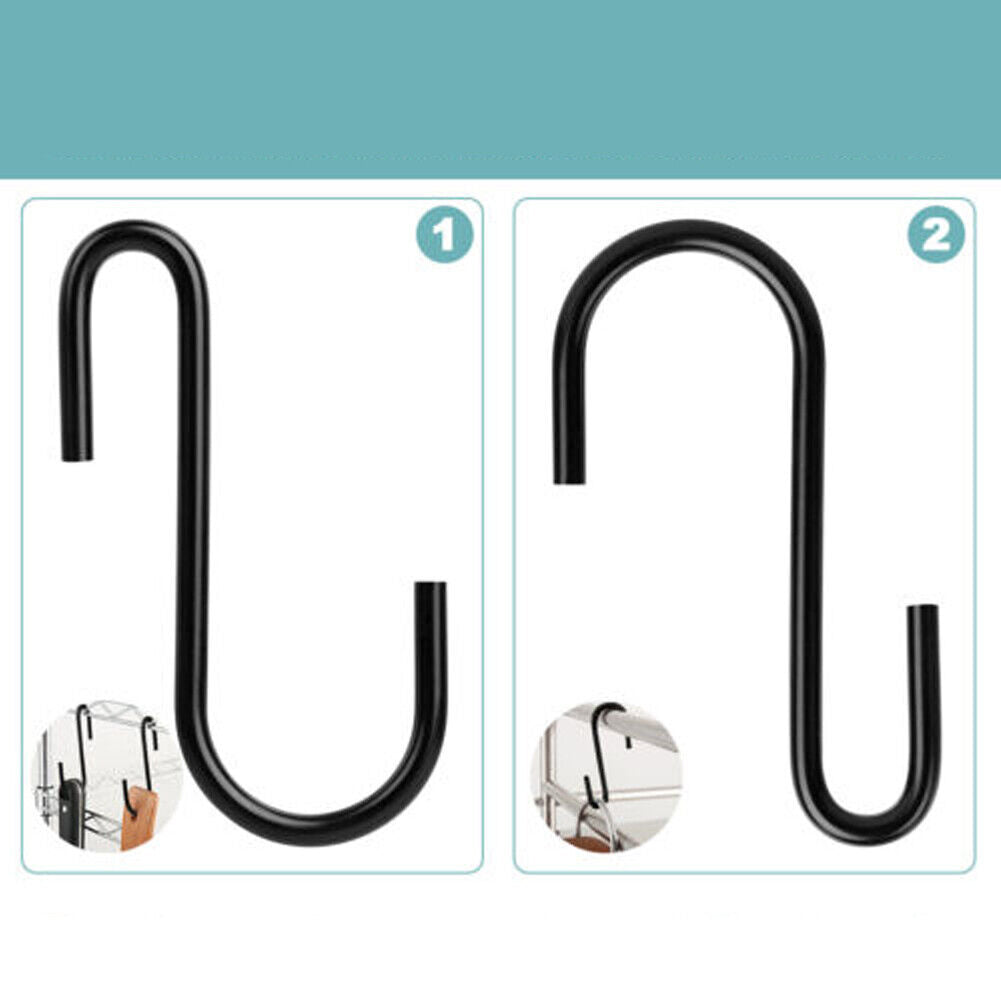 US 50-100 Pack Heavy Duty S Hooks Multi-Use Hanger Pan Pot Holder Rack Stainless