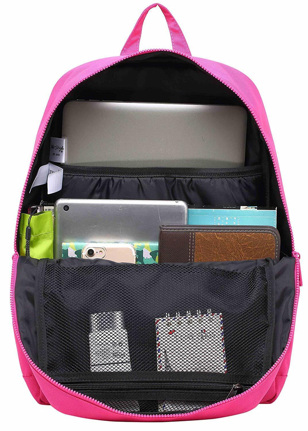 ALVIMAX Plain School Backpack Book Bag | 16.5"x12"x6" | Holds 15.6-inch Laptop