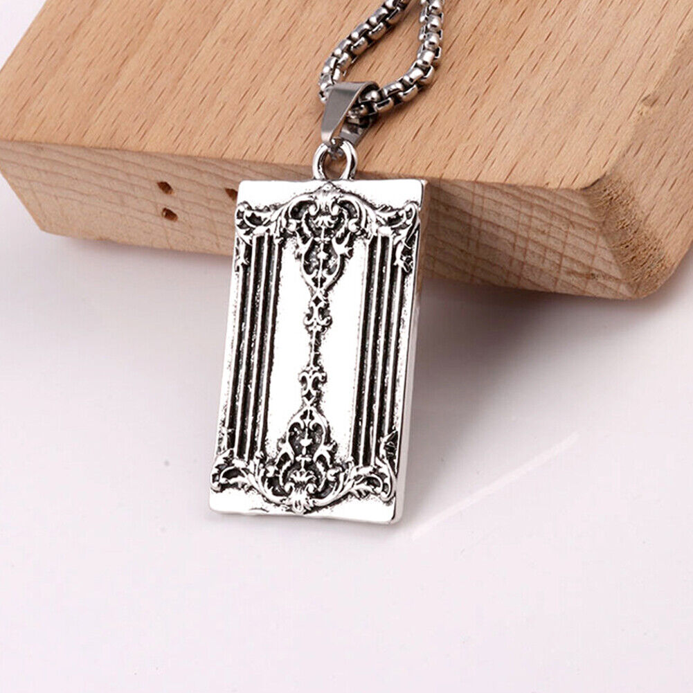 US 1-2 Pcs Gothic Retro Skull Lucky King Heart Poker Card Pendant Necklace Chain
