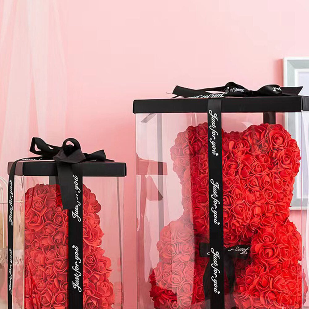 US1-2Pc 9.84Inch Flower Floral Foam Rose Teddy Bear Romantic Valentine'sDay Gift