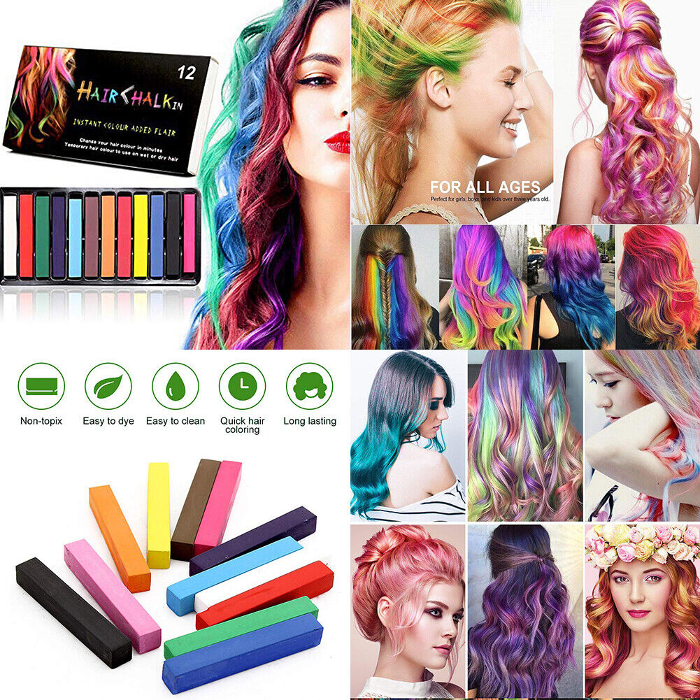 US 12-24 Color Set Temporary Hair Chalk Set Washable Color One-time Dye Kid Safe
