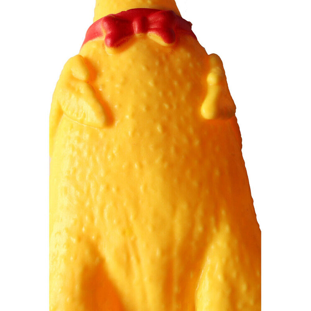 US 1-2 Pcs Fun Pet Dog Shrilling Rubber Chicken Chew Sound Squeeze Screaming Toy