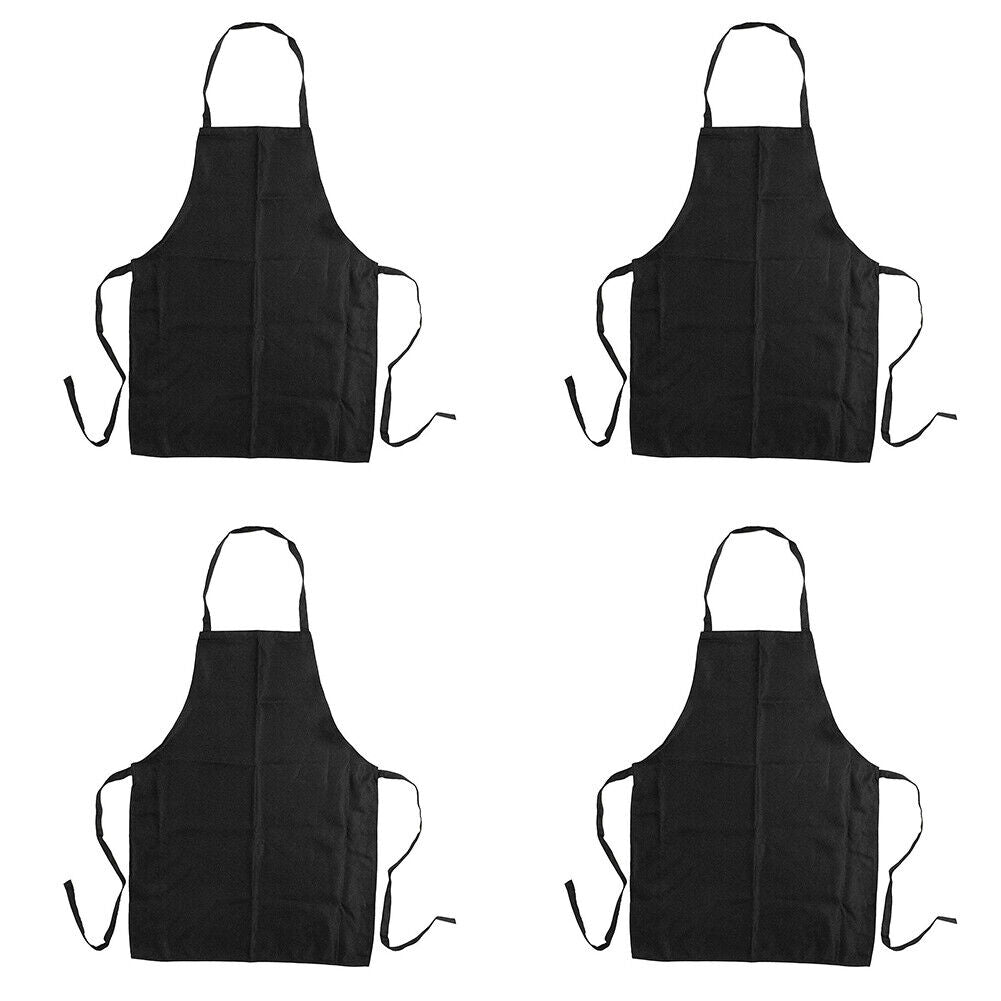 US 2-4 Pcs Waterproof Chef Apron Black Catering Cooking Kitchen Butcher 2 Pocket