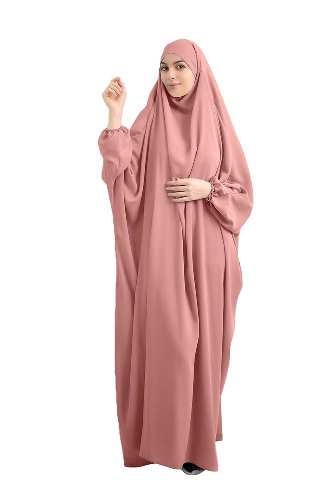 Women Muslim Long Dress One-Size Overall Hijab Thobe Hooded Dress