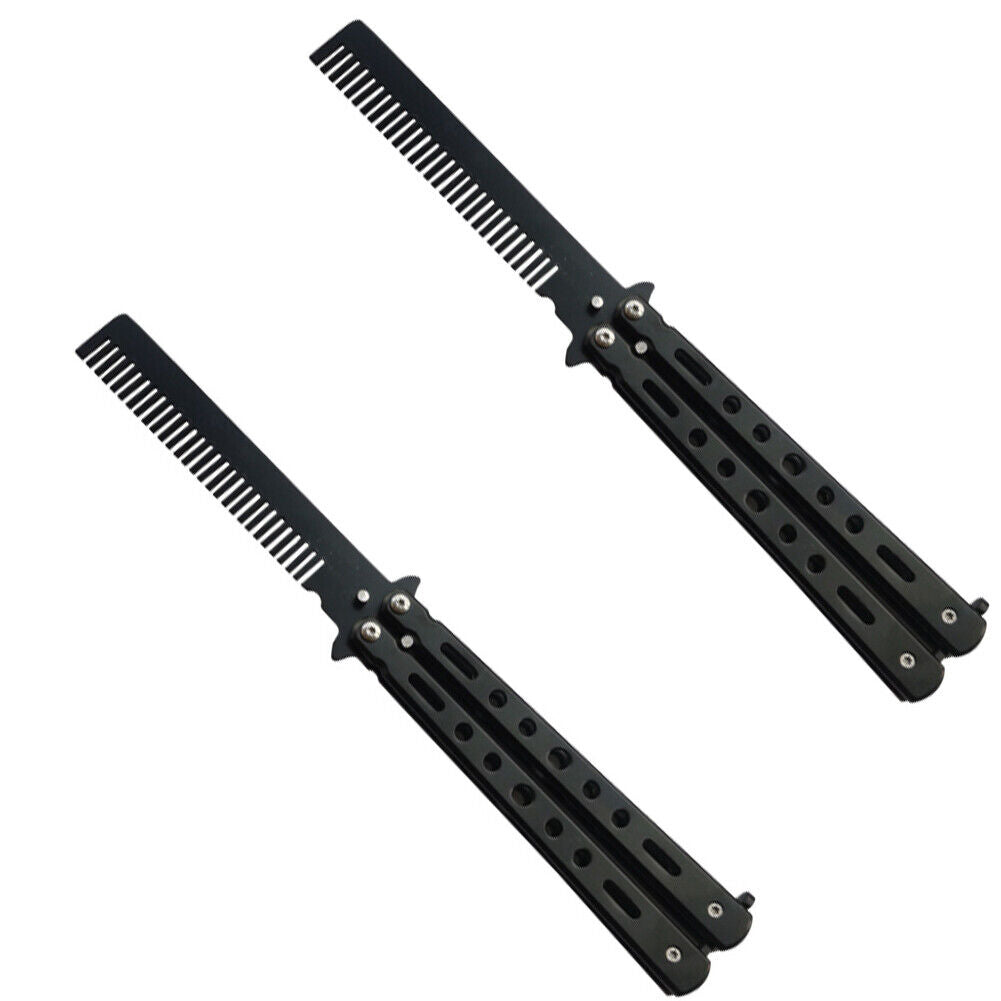 US 1-2 Pack Butterfly knife Practice Martial Swords Steel Metal Folding Training