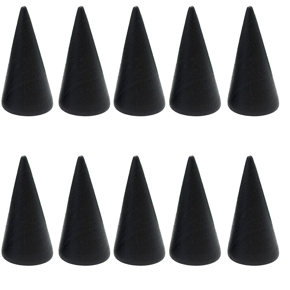 US 10-20 Pc Wood Cone Ring Holder Durable Finger Jewelry Display Stand DIY Craft