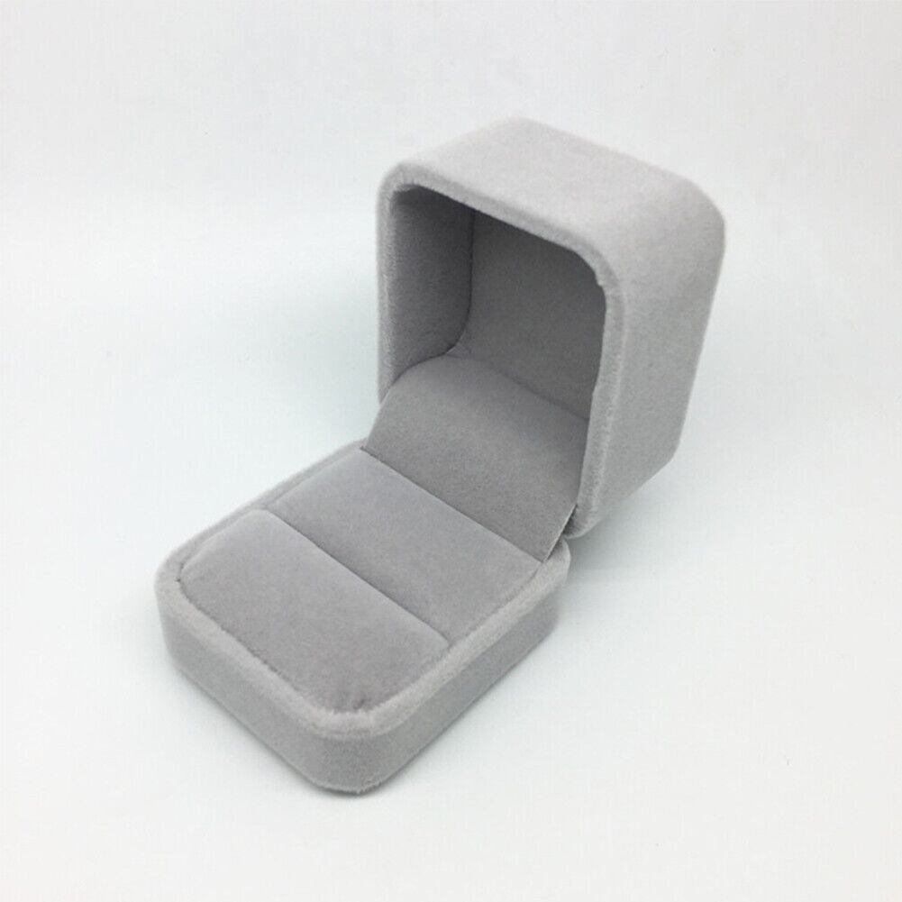 US 1-2 Pack Jewelry Box Set Velvet Jewelry Ring Gift Single Ring Flocking Boxes