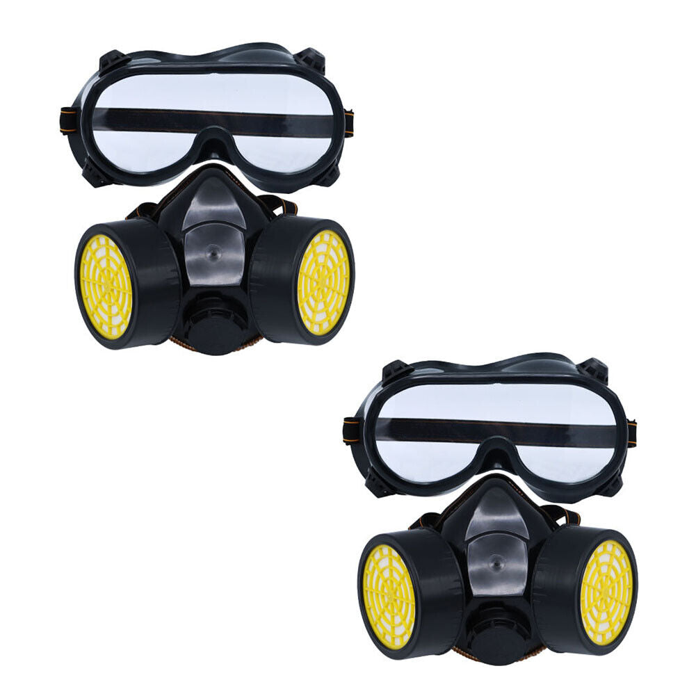US 1-2Pc Emergency Survival Safety Respiratory GasMask Goggles Protection Filter