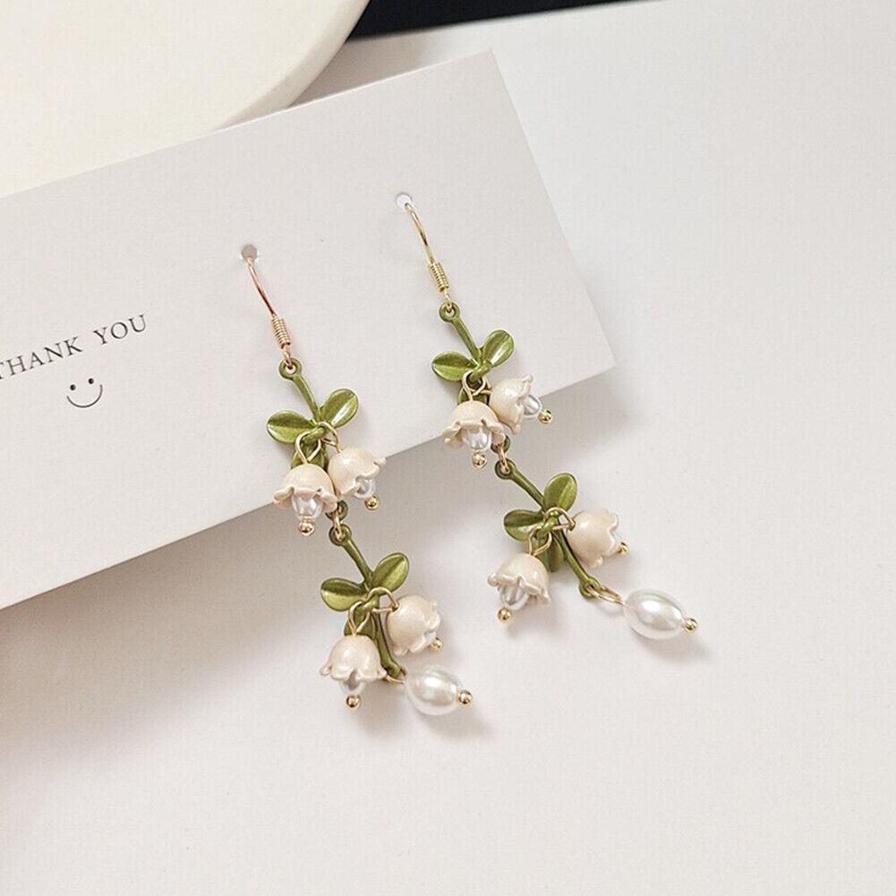 US Lily of the Valley Orchid Earring Bracelet Necklace Floral Dangle Jewelry Set