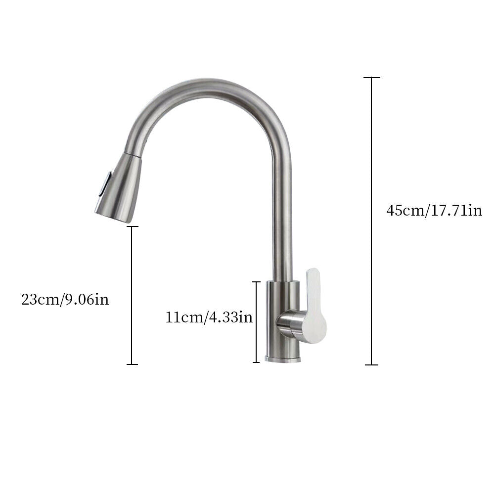 US Chrome Pull Down Kitchen Faucet Sprayer Single Handle Swivel Sink Mixer Tap