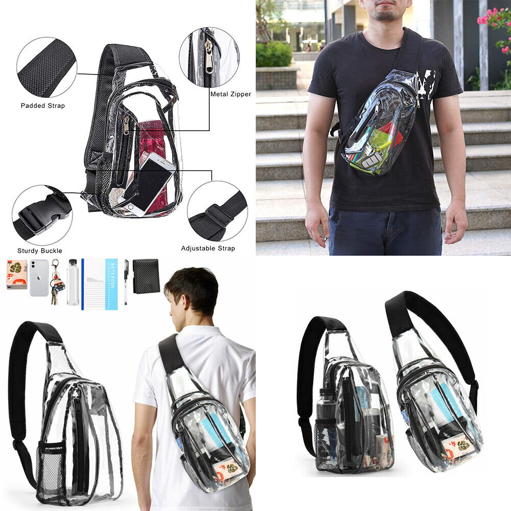 US 1-2 Pack Clear Sling Bag Stadium Approved PVC Crossbody Transparent Backpack