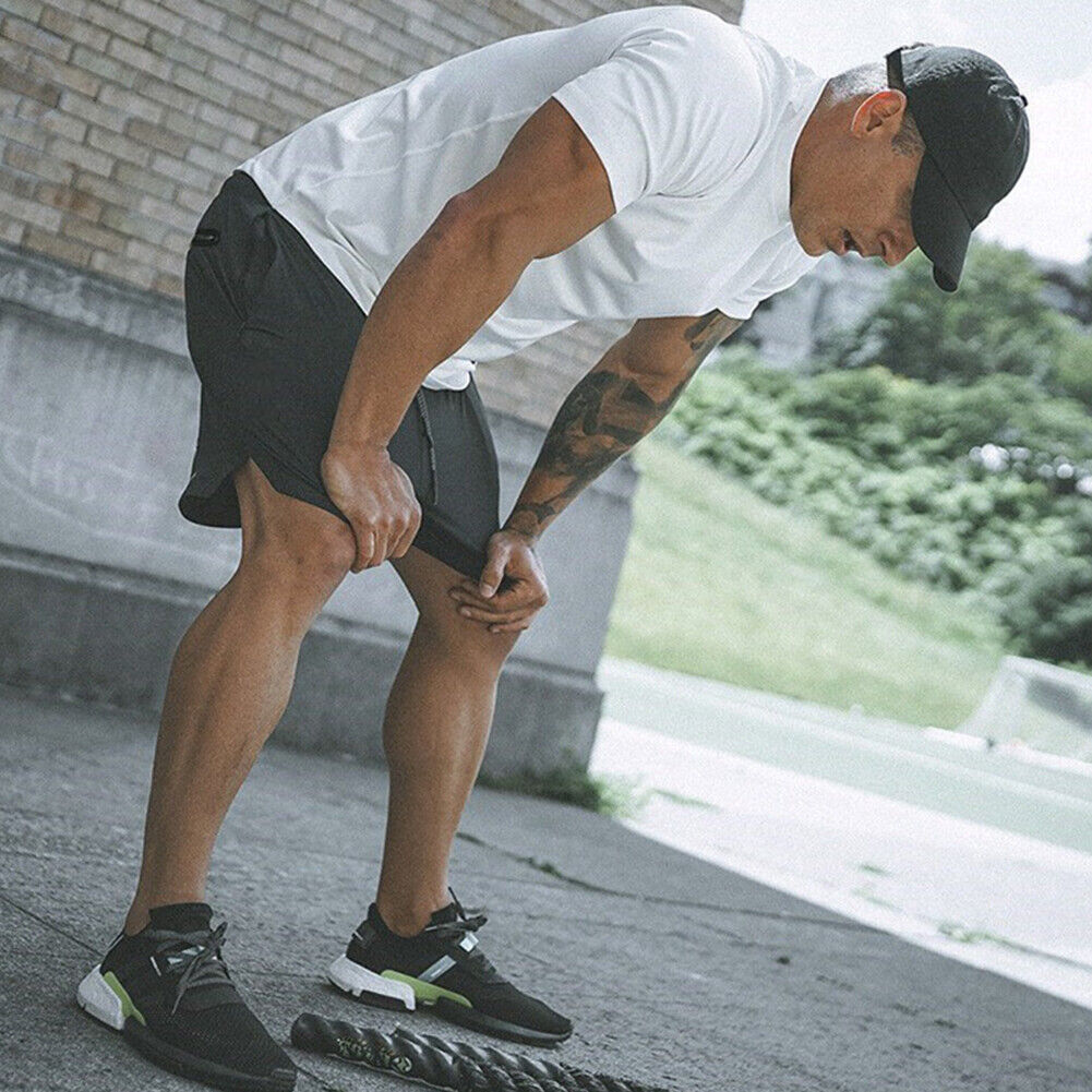 US Men's Sports Training Running Bodybuilding Workout Fitness Shorts Gym Pants