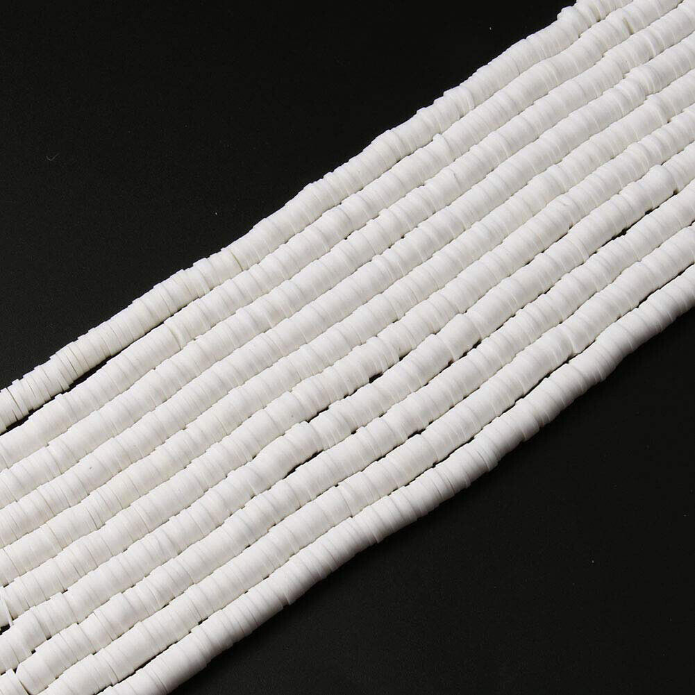 US 10 Strands 6mm Heishi Beads Clay Disc Flat Vinyl Chip Spacer Bead Jewelry DIY