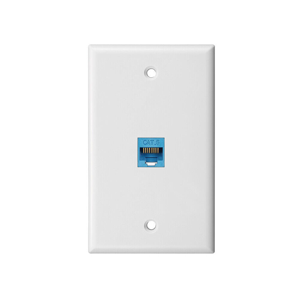 US 1-2 Pack Ethernet Wall Plate CAT6 1 Port Single Gang Keystone Coupler Network