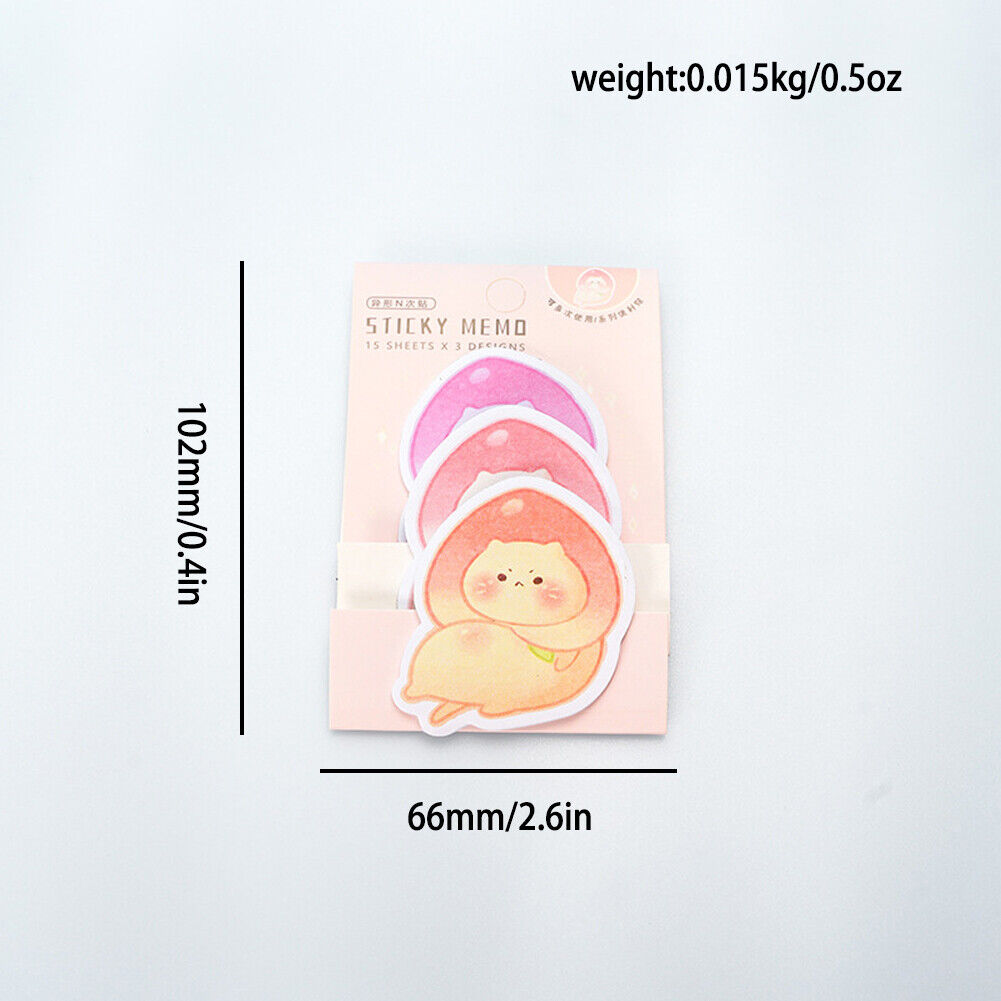 US 6-12 Pc (270-540 Pages Total) Sticky Notes Animals Shape Self-Stick Memo Pads