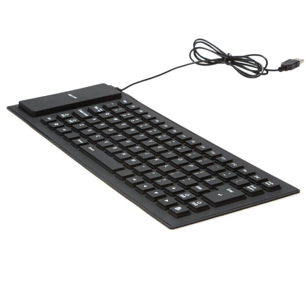 US 1-2 Pc Waterproof Silicone Keyboard Foldable Flexible USB Dustproof Full Size