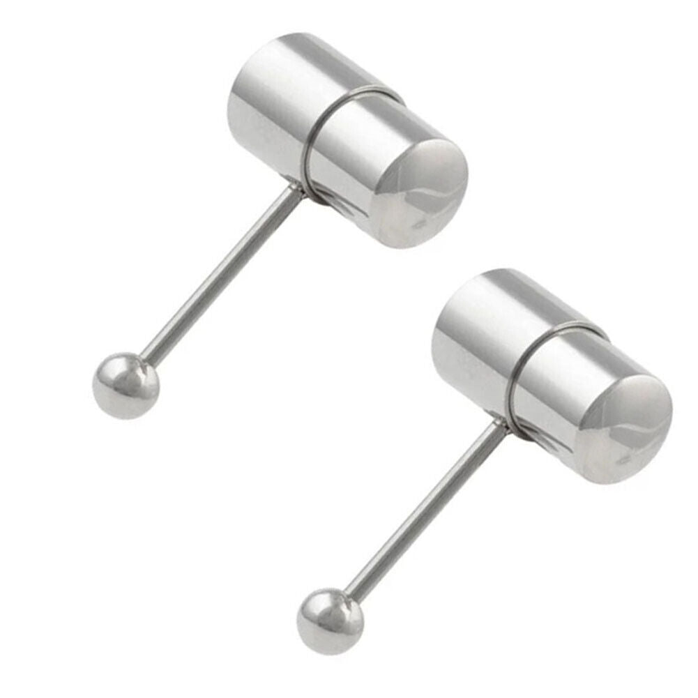 US 1-2 Pack Vibrating Tongue Ring Stainless Steel Punk Tongue Bar Body Piercing