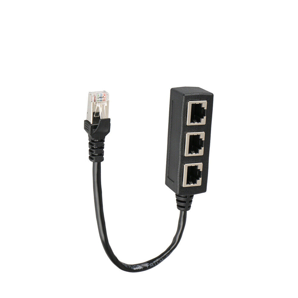 US 1-2 Pack RJ45 Cable Splitter Ethernet Adapter 1 To 3 Port LAN Network Plug
