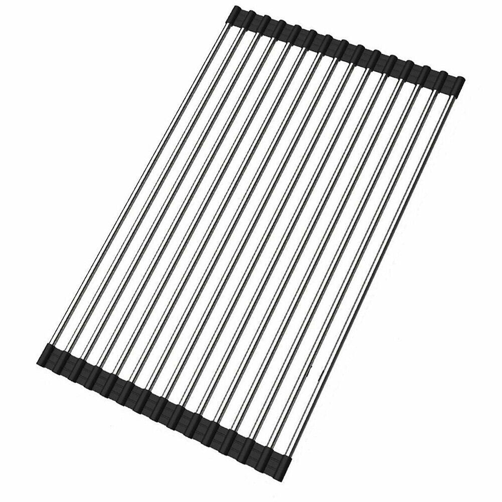 US 1-2 Pc Dish Drying Rack Large Drainers Multipurpose Foldable Kitchen Sink Mat