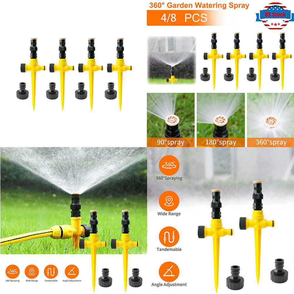 US 4~8Pc Multifunction Adjustable Sprinkler 360° Rotation Auto Irrigation System