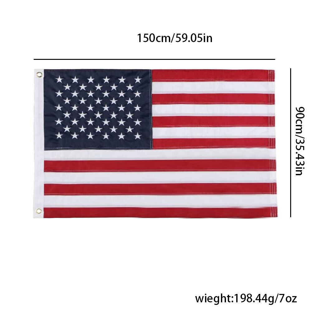 US 1-2 Pc American Flag Deluxe Tear Proof Series Featuring Tough Polyester 3x5Ft