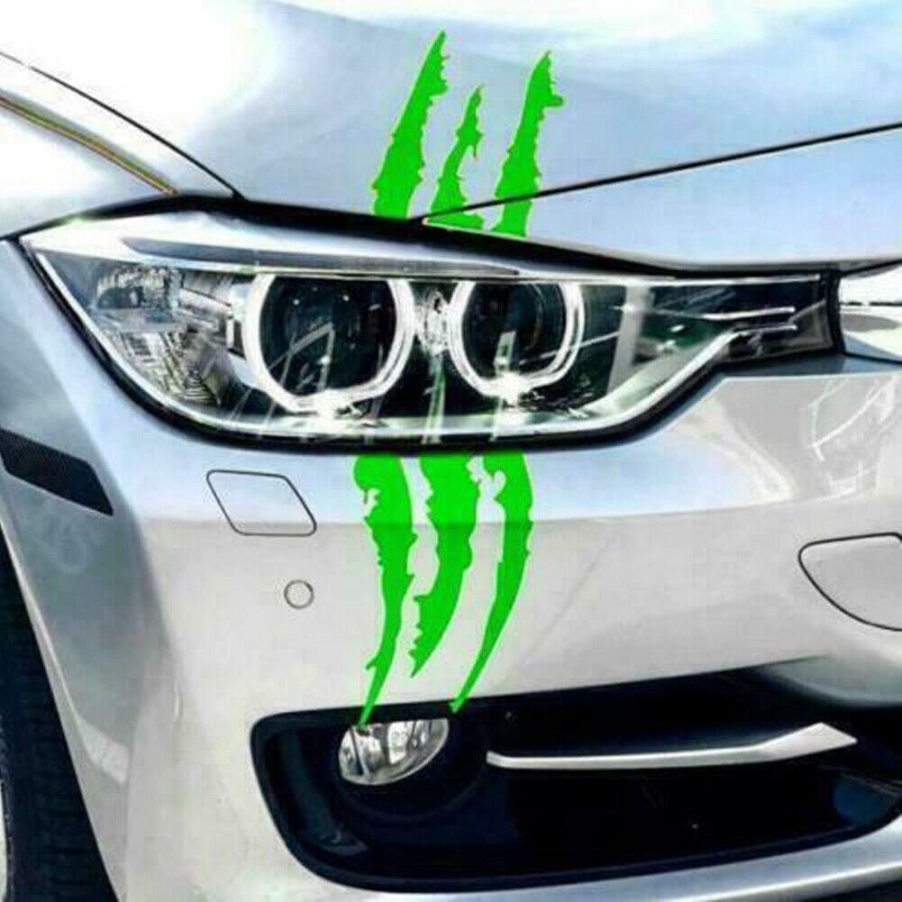 US 2-4Pc Monster Claw Mark Scratch Car Headlight Sticker Stripe Reflective Decal