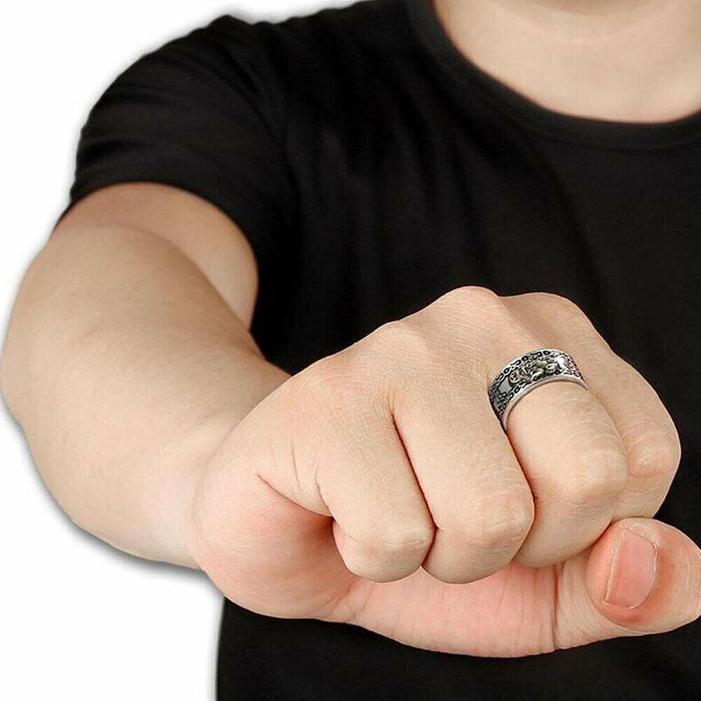 US 3-6 Pack Feng Shui Pixiu Mani Mantra Adjustable Ring Wealth Ring Lucky