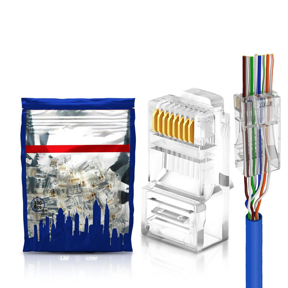 US 200 Pack Cat6 Pass Through EZ RJ45 Connector End Modular Plug UTP Cables