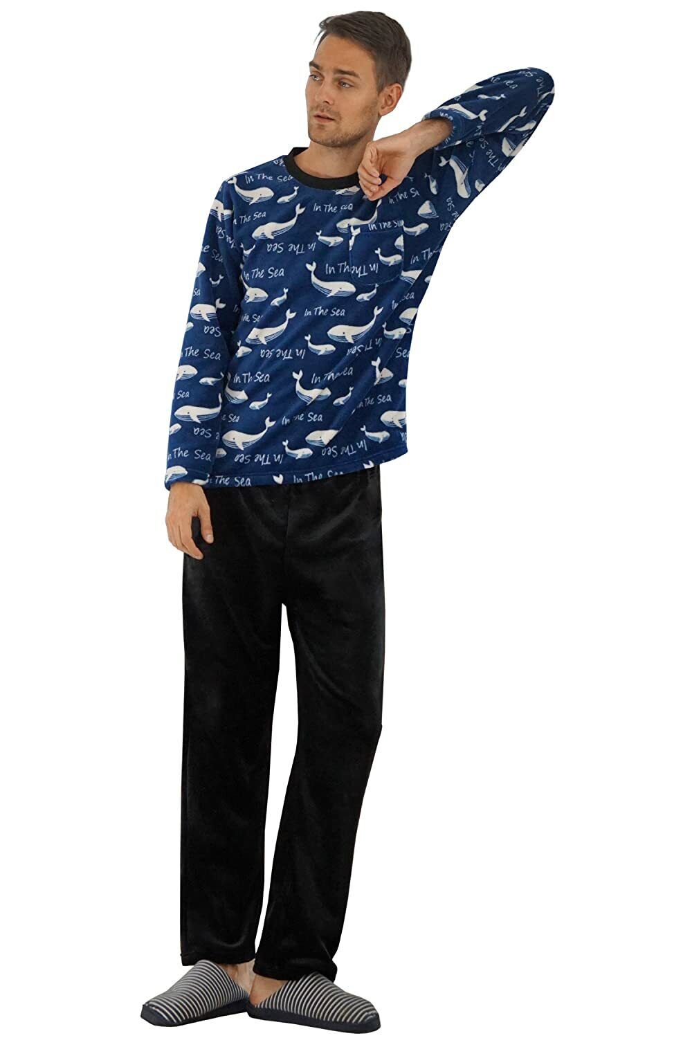 Men Plush Fleece Pajamas Set