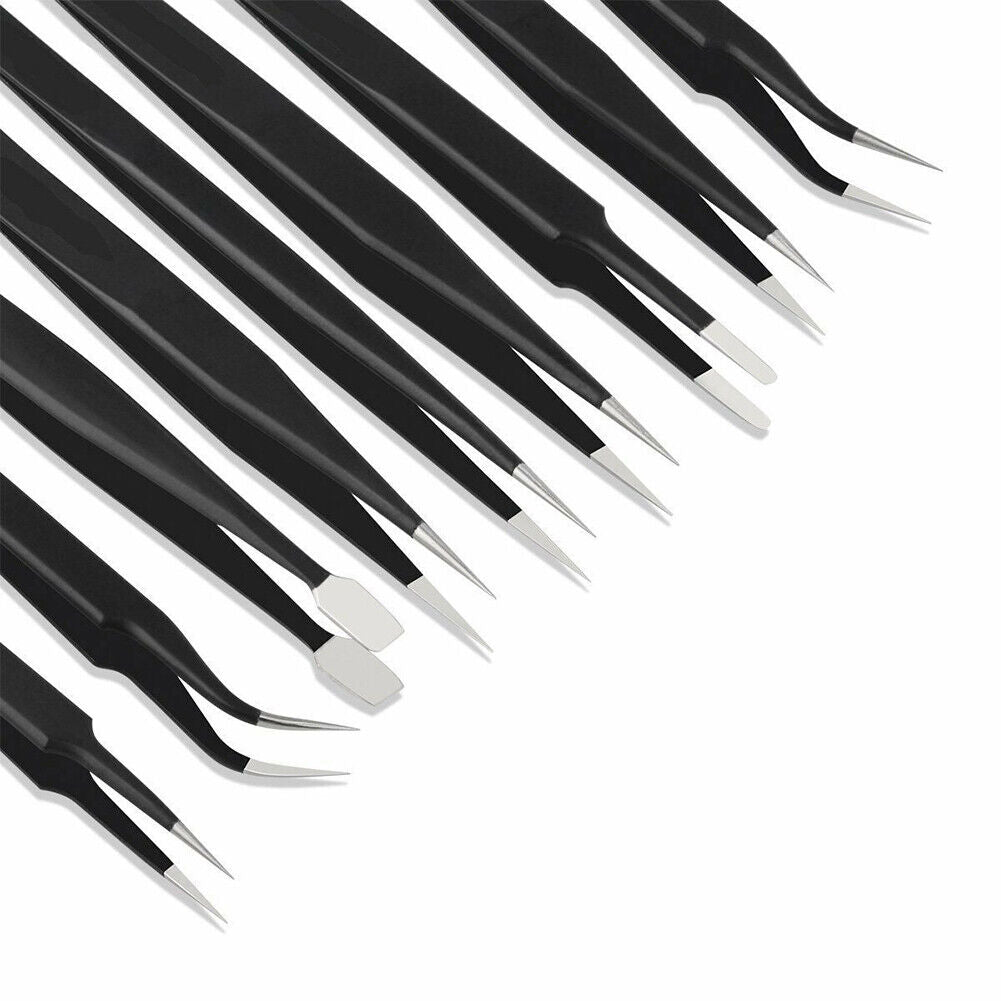 US 9 pc ESD Tweezers Anti Static Tool Precision Kit Set Tools Electronics Repair