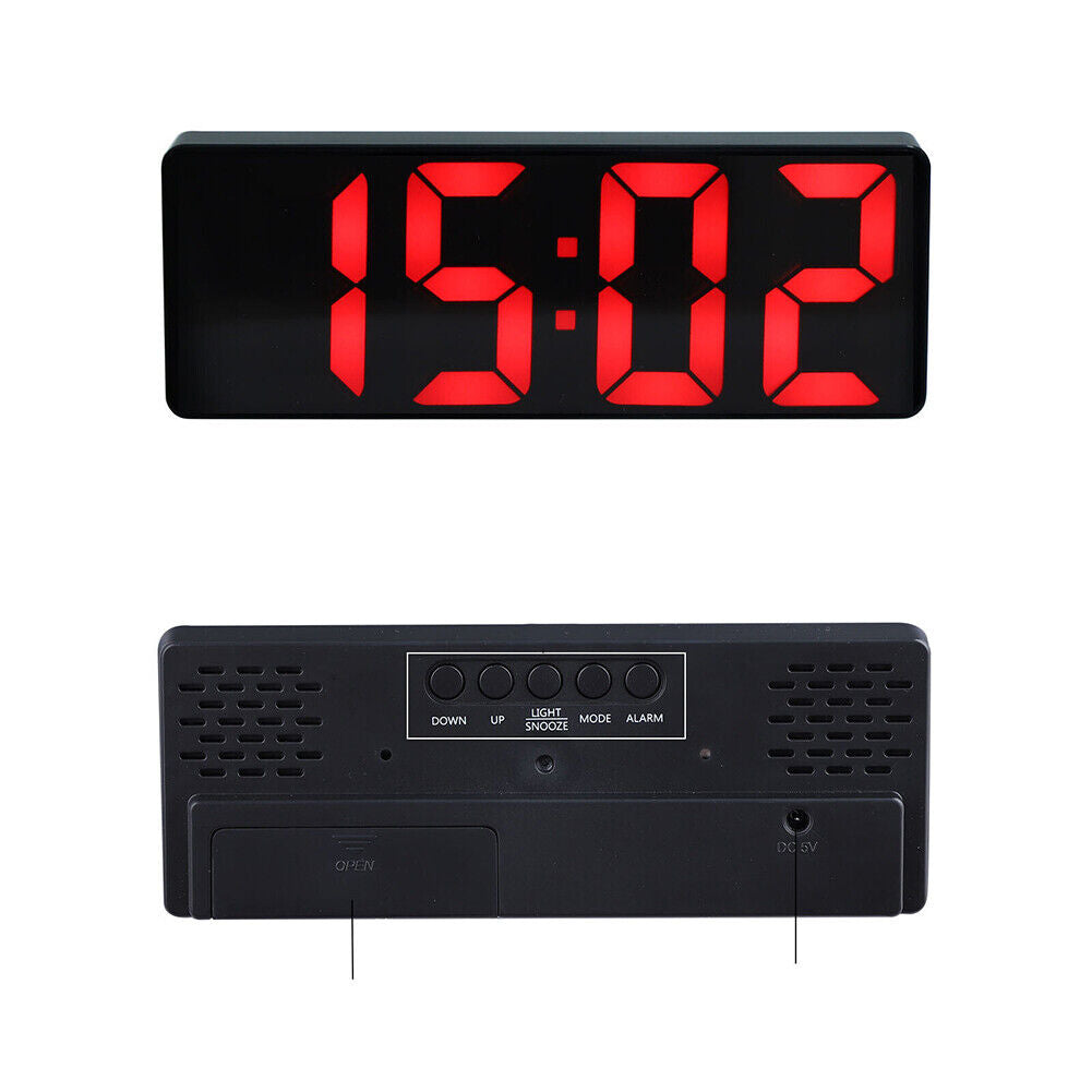 US 1-2 Pc Digital LED Desk Alarm Clock Large Mirror Display USB Temperature Mode