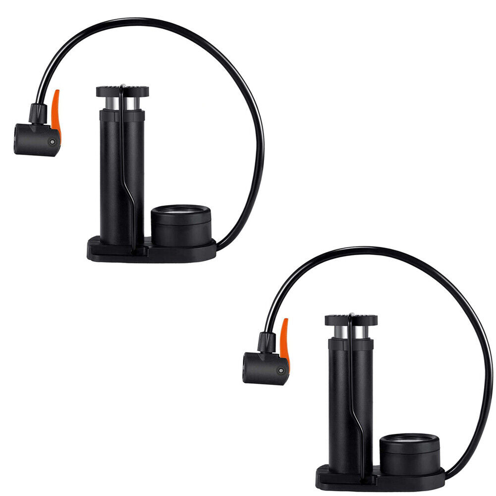 US 1-2Pc Bike Pump Mini Portable Motor Bicycle Foot Pump Pressure Gauge Tire Air