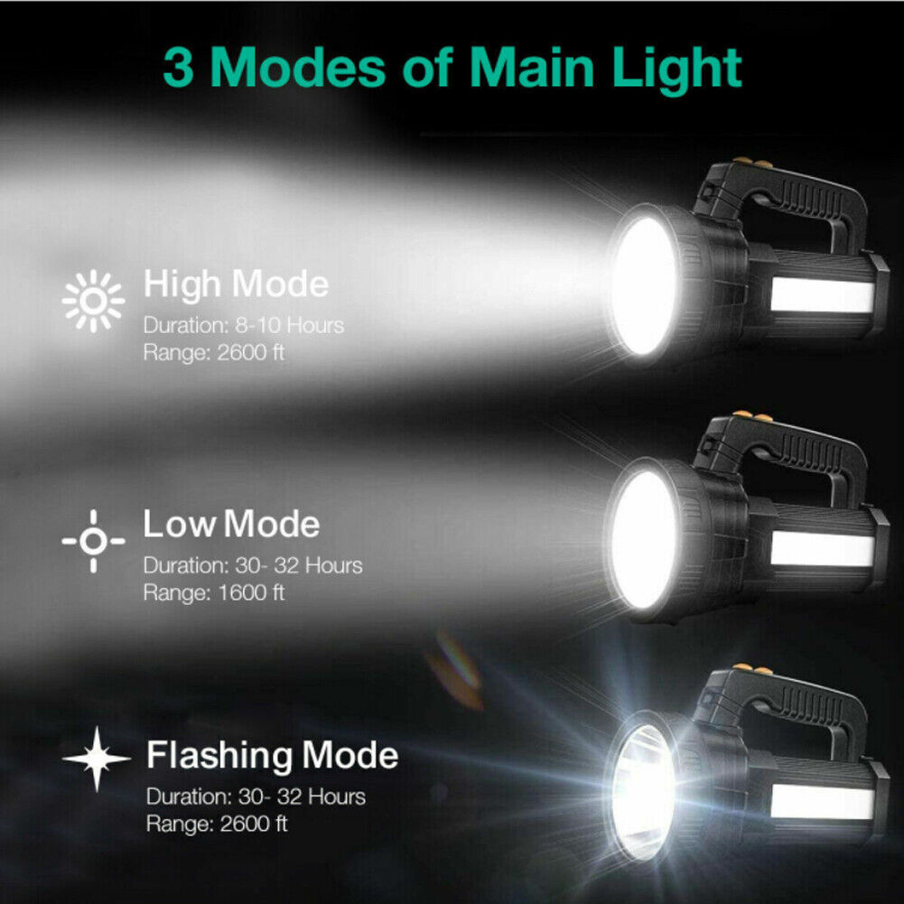 US 1-2 Pack Rechargeable Torch LED Searchlight Handheld Portable Spotlight