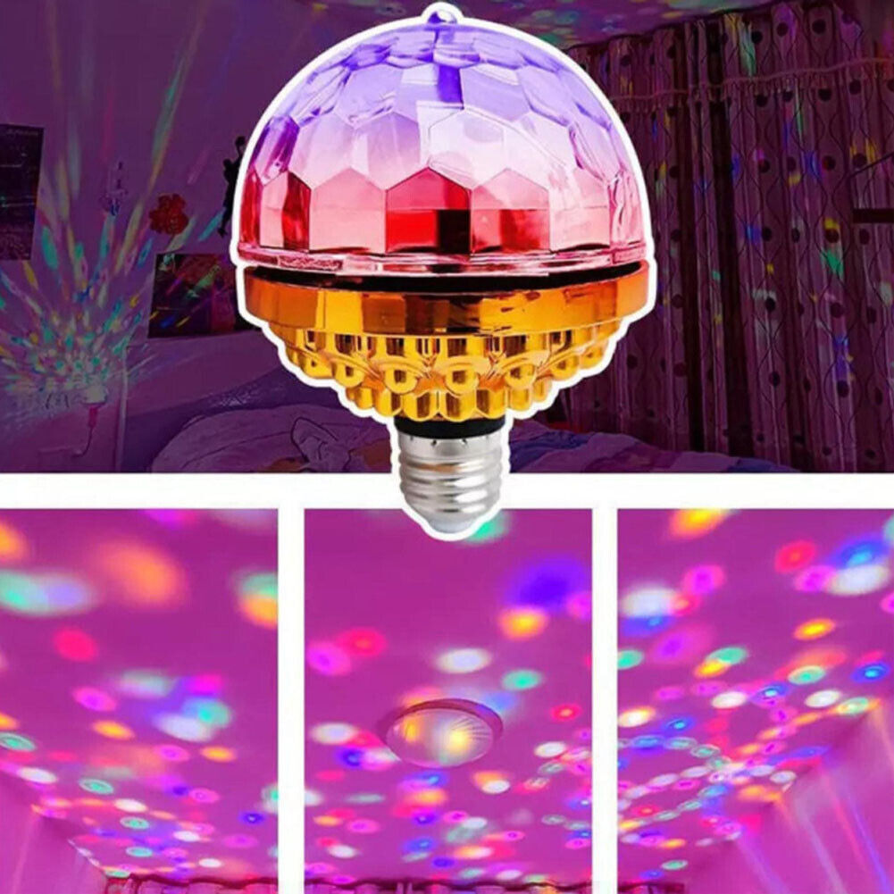US 1-2 Pack Colorful Rotating Magic Ball Light Colorful DJ Party Bulb Sockets