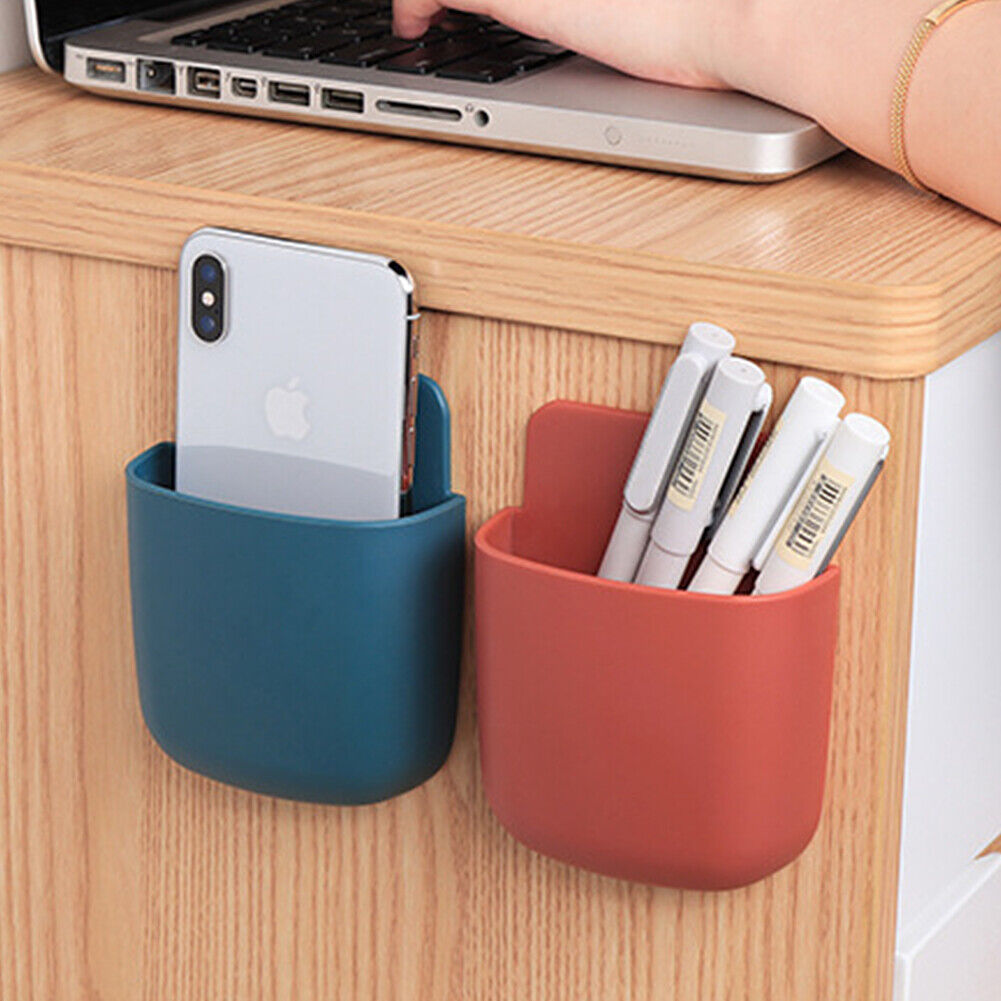 US 2~4Pc Adhesive Rack Hanging Box Remote Control Holder Phone Storage Organizer