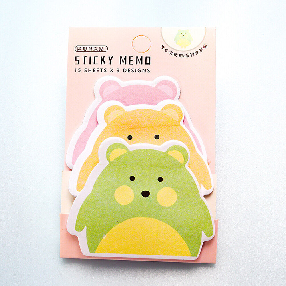 US 6-12 Pc (270-540 Pages Total) Sticky Notes Animals Shape Self-Stick Memo Pads