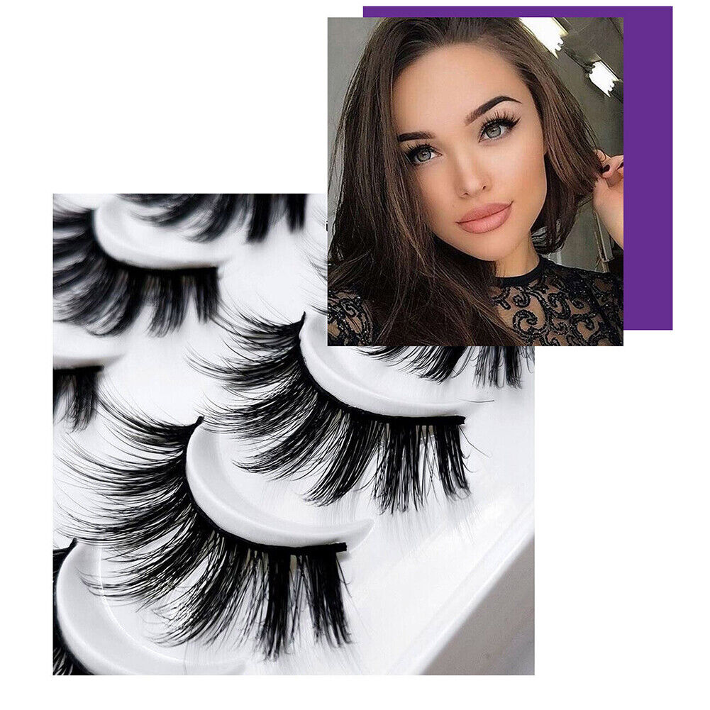 US 6 Pairs Magnetic Eyelashes Set Eyeliner Tweezer Kit False Mink Lashes Black