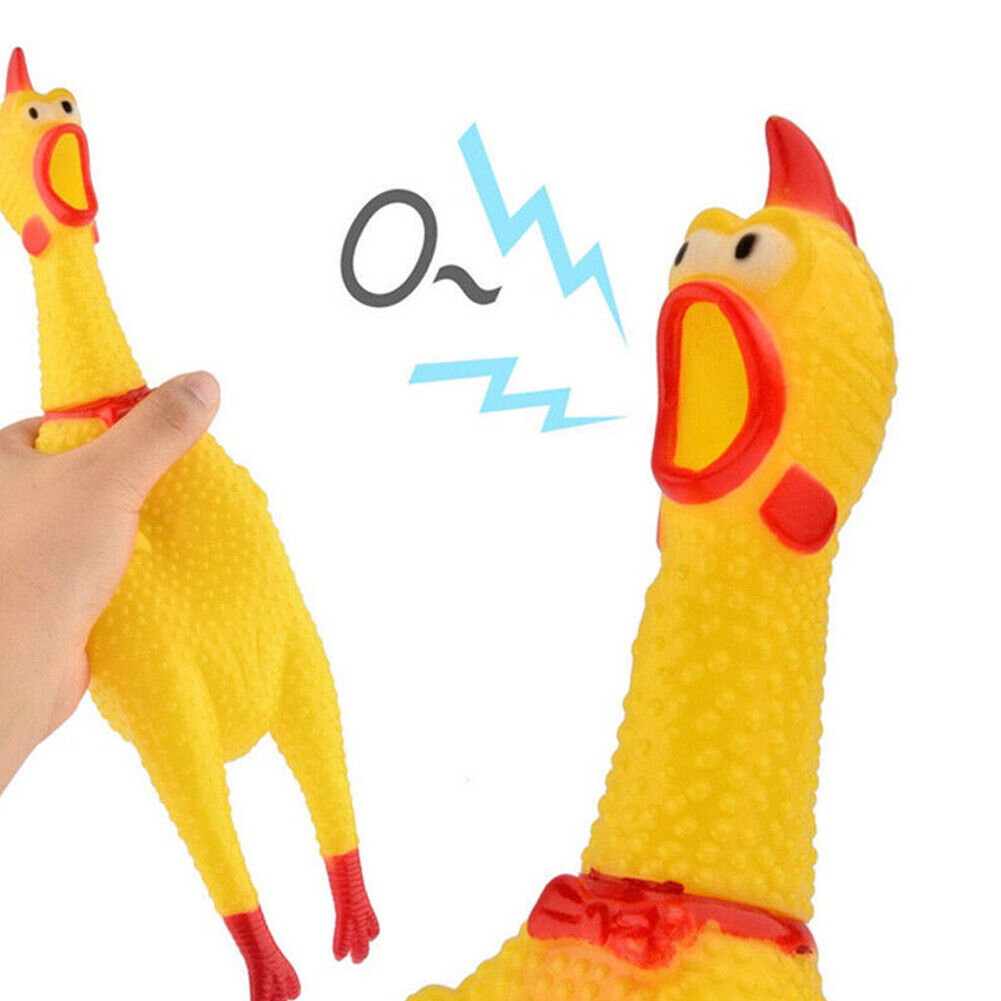 US 1-2 Pcs Fun Pet Dog Shrilling Rubber Chicken Chew Sound Squeeze Screaming Toy