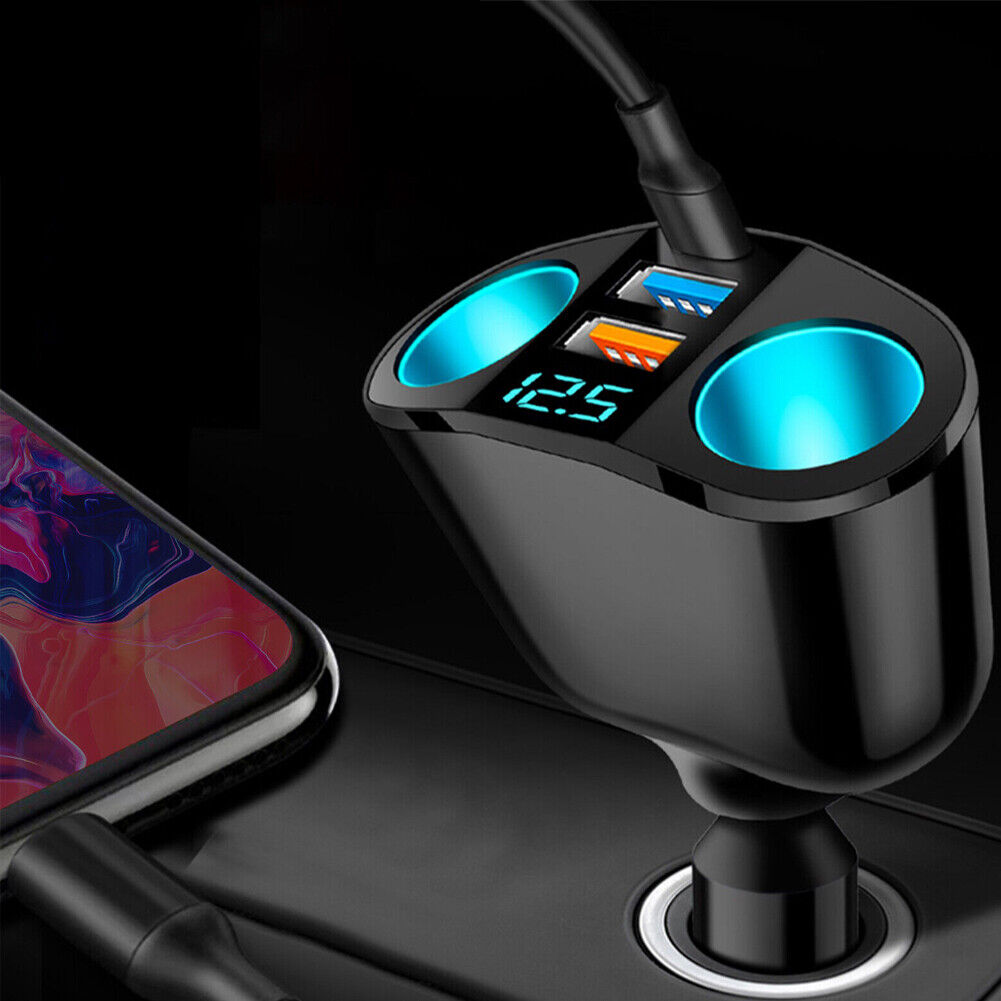 US 12V Dual USB Car Cigarette Lighter Socket Splitter Power Adapter Charger