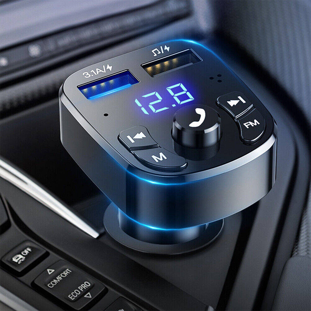 US 1-2 Pc Bluetooth 5.0 FM Transmitter Car Adapter 2-USB PD Charger Wireless AUX