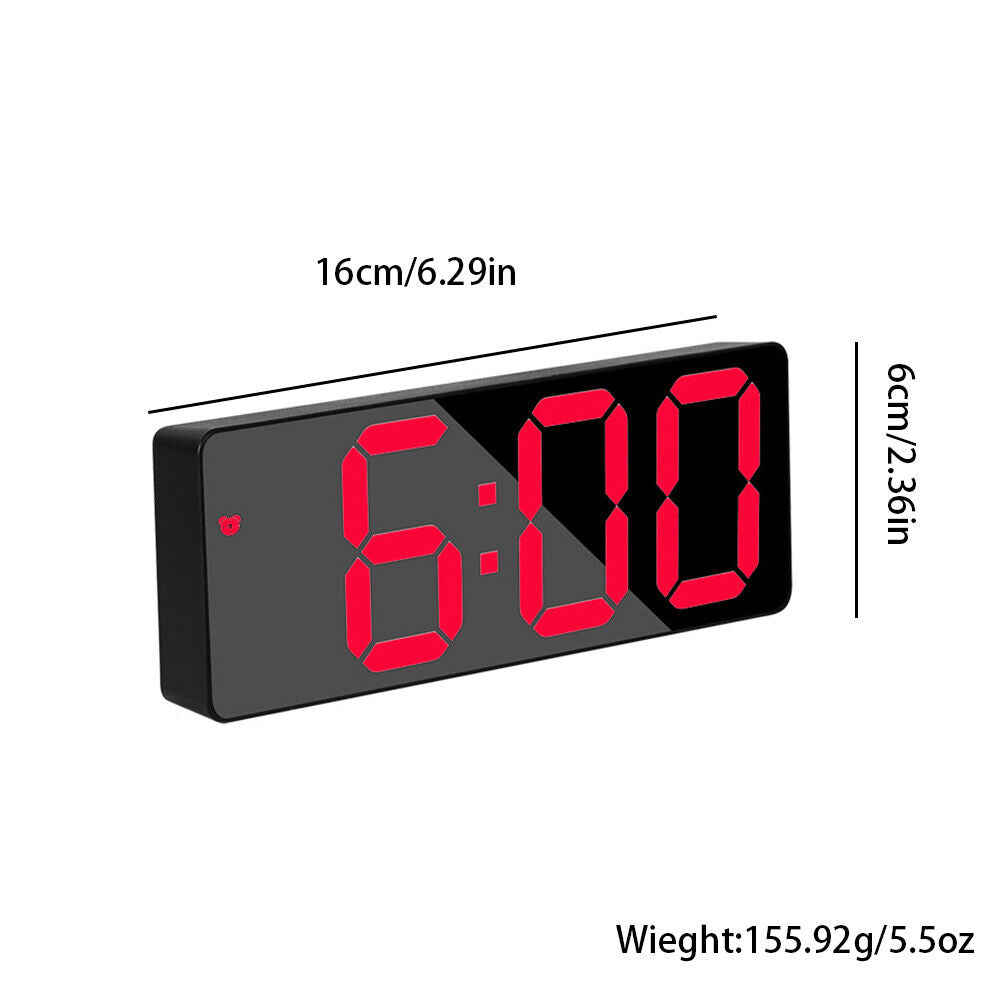 US 1-2 Pc Digital LED Desk Alarm Clock Large Mirror Display USB Temperature Mode